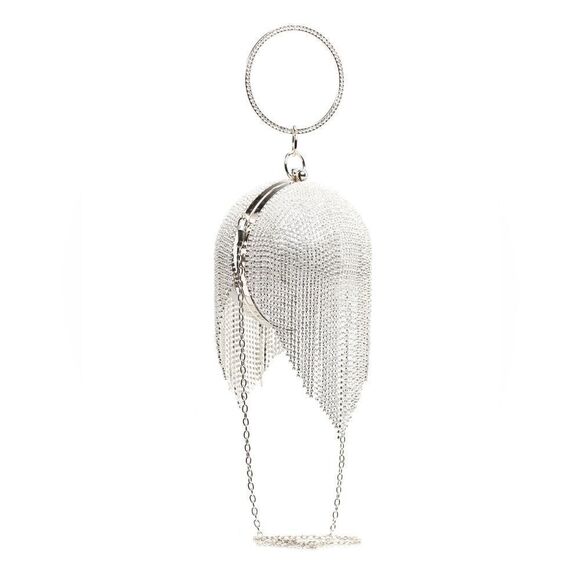 Dazzling Crystal Fringe Ball Bangle Clutch Purse • NWOT - Picture 1 of 13